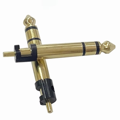 Revestido em ouro 6,35 mm Estéreo 3 polos Estéreo Áudio Conector macho Microfone de áudio Plug para fone de ouvido
