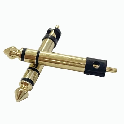 Revestido em ouro 6,35 mm Estéreo 3 polos Estéreo Áudio Conector macho Microfone de áudio Plug para fone de ouvido